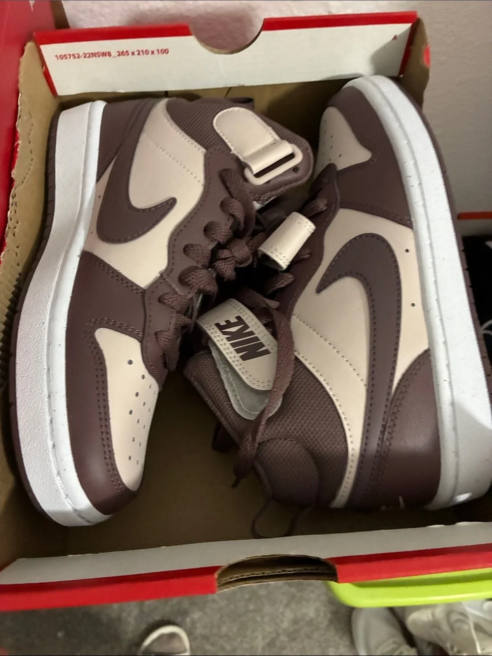 Nike High-Top Sneakers in Cream & Brown